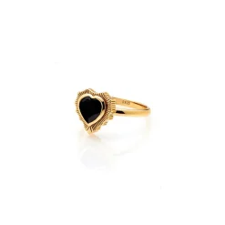 Silk&Steel Amour Black Spinel Heart Ring