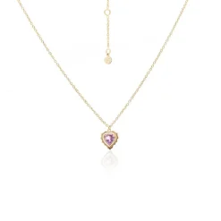 Silk&Steel Amour Brazillian Amythest Heart YG Plated Necklace