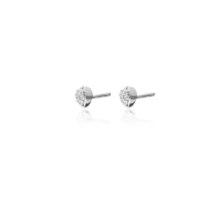 Silk+Steel | Petite Petal | Stud Earrings | Clear + Silver