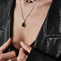 Stolen Girlfriend Club | Love Claw | Tear Drop | Onyx | Silver | Necklace | 41cm + 4cm