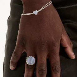 Stolen Girlfriends Club Love Claw Bracelet | Silver | Blue Lace Agate | 20cm