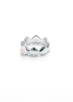 Stolen Girlfriends Club Silver Band of Hearts Rose Quartz Ring