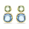Swarovski | Chroma | Cushion Cut | Multi Colored | Gold | Drop | Earrings