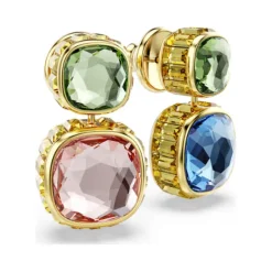 Swarovski | Chroma | Cushion Cut | Multi Colored | Gold | Drop | Earrings