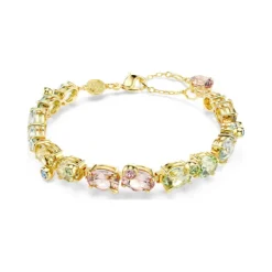 Swarovski | Gema | Mixed Cut | Multi Color Crystals | Gold | Tennis Bracelet