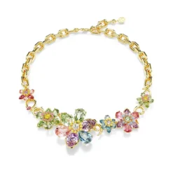 Swarovski | IDYLLIA | Mixed Cut | Multi Coloured | Flower | Gold | Necklace