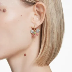 Swarovski | Idyllia | Mixed Cut | Multi Coloured Butterfly | Gold | Hoop | Earrings