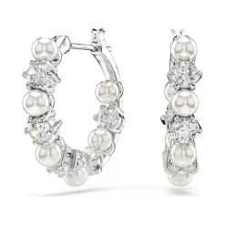 Swarovski | Matrix | Crystal Pearl | Silver | Hoop Earrings