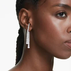 Swarovski | Matrix | Round Cut | Two Strand | CZ | Silver | Drop Earrings