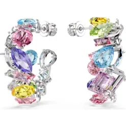 Swarovski Gema Asymmetrical Design Hoop Earrings