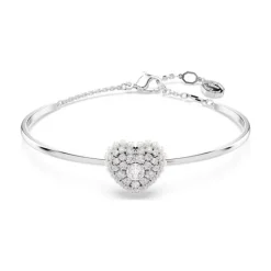 Swarovski Hyperbola Heart Bangle | Rhodium Plated
