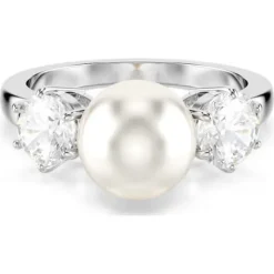 Swarovski Matrix Rhodium Plated Pearl Ring (52)