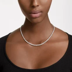 Swarovski Matrix Tennis Necklace | Rhodium Plated