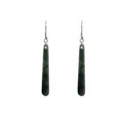 Wild at Heart 60mm Drop Pounamu Earrings | Steel