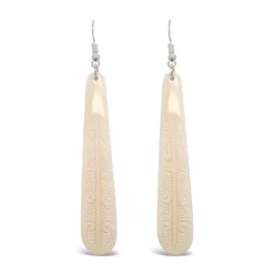 Wild at Heart NZ Carved Bone Drop Earrings