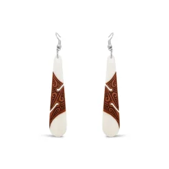 Wild at Heart NZ Hand Painted Bone With Koru Carving Earrings