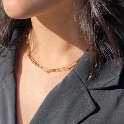 Yellow Gold NZ Made Paper Clip Chain 52cm